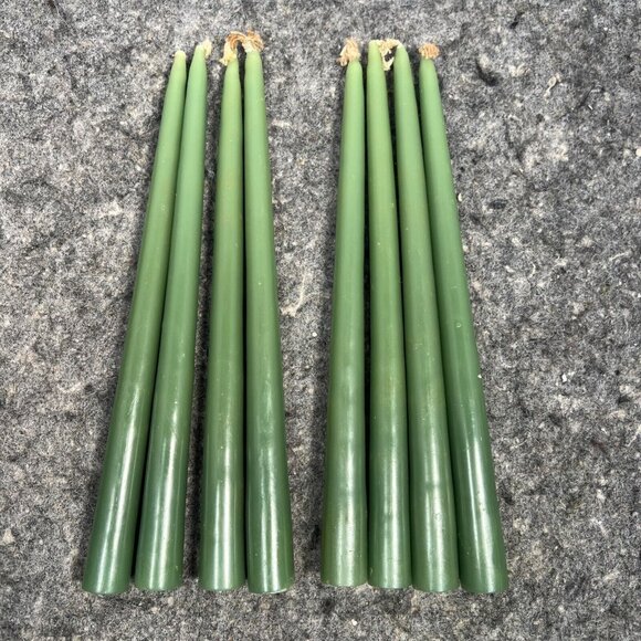Vintage Dansk Designs France Olive Green 8" Taper Candles Set Of 8 Style 1818 -B - Picture 5 of 13